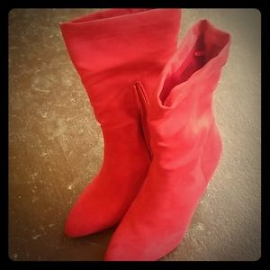 Red high heel boots